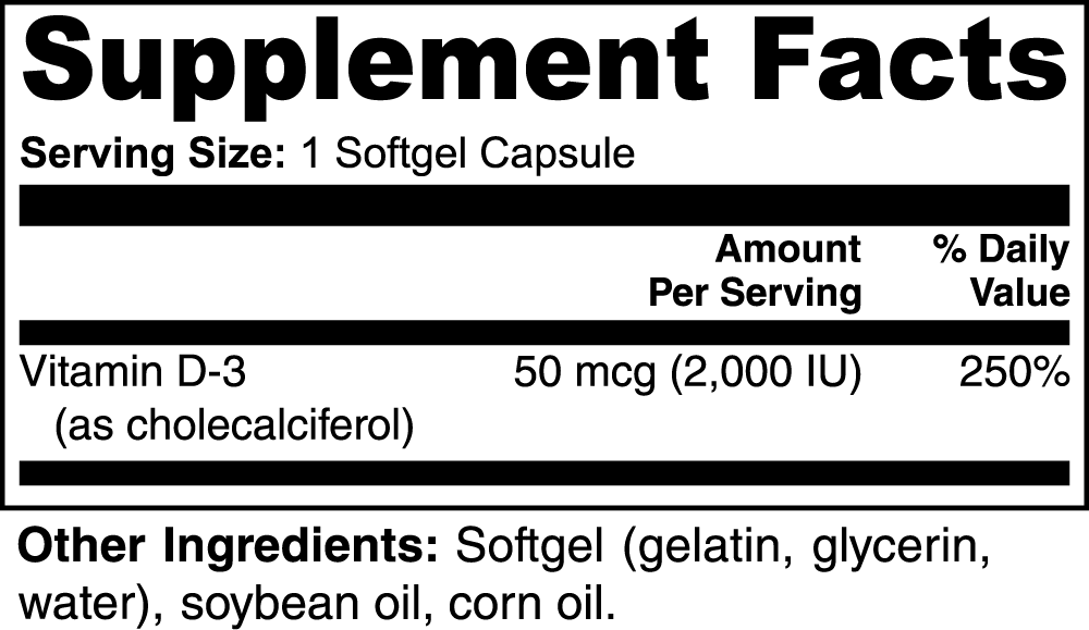 Solvana Vitamin D3 2,000 IU – Immune Support, Bone & Mood Health – 60 Softgels