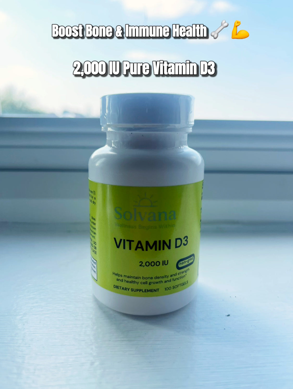 Solvana Vitamin D3 2,000 IU – Immune Support, Bone & Mood Health – 60 Softgels